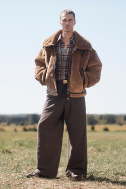 FAUX LEATHER AND SHEEPSKIN JACKET WITH CONTRAST LIMITED EDITION