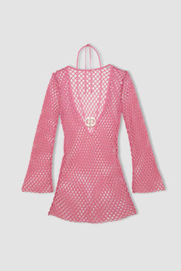 Declara x DeFacto File Uzun Kollu Mini Plaj Elbisesi  фото 2