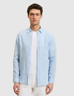 Mavi Regular Fit Yakas_ D__meli %100 Keten G_mlek