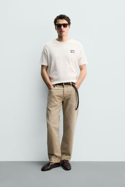 CAMISETA REGULAR FIT BORDADO COMBINADO / Blanco roto