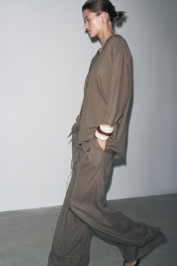 ZW COLLECTION 100% LINEN PALAZZO TROUSERS - Zara фото 6