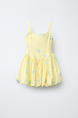 VESTIDO FLORES BAJO GLOBO / Amarillo claro - Zara фото 3