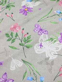 Рогожка Бабочки в цветах, ш.1.5м, хлопок-100%, 170гр/м.кв