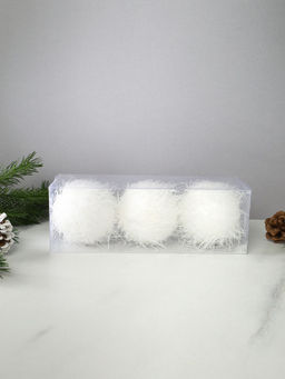 Новогоднее украшение Шары 3 штуки 8 см / WF-191 /уп 128/белые - ГалеонТрейд фото 3