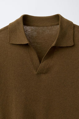 POLO CON LINO Y ALGOD?N / Tabaco - Zara фото 3