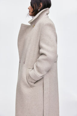 Abrigo en mezcla de lana con cinturon de anudar - H&m фото 6