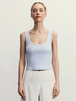 Укороченный топ в рубчик / Zarina  фото 4