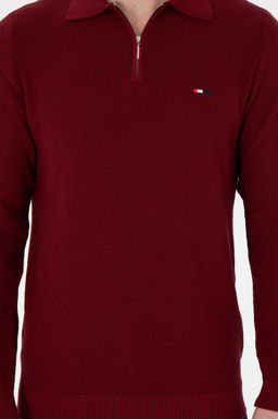 Erkek Regular Fit Yar_m Fermuarl_ Bordo Basic Kazak - U.s. polo assn фото 6