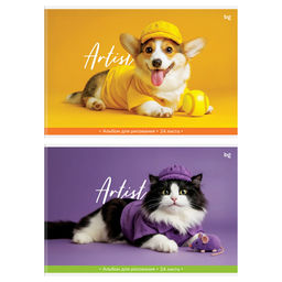 Альбом для рисования BG А4 24л. на скрепке "Домашние питомцы" (АР4ск24 62633) обложка офсет