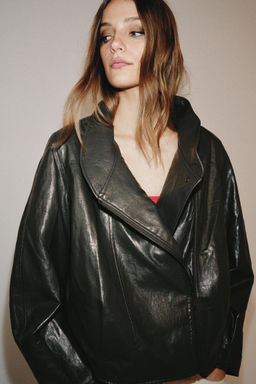 CHAQUETA EFECTO PIEL ZW COLLECTION / Gris - Zara фото 2