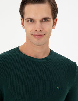 Erkek Slim Fit Bisiklet Yaka Koyu Ye_il Basic Kazak - U.s. polo assn фото 2