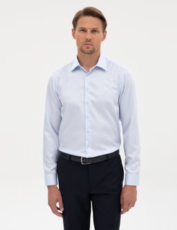 A__k Mavi Non Iron Kolay _t_lenebilir Slim Fit G_mlek