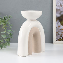 Подсвечник керамика на 1 свечу «Медуза», песочно-белый, 13.5×8.7×18 см