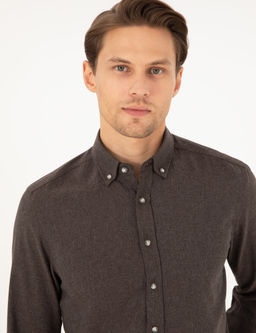 Kahverengi Slim Fit Uzun Kollu G_mlek