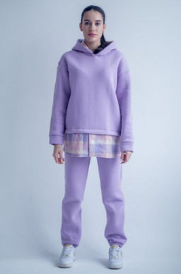 Костюм клетка, лаванда,футер 3хнитка начес, самое высокое качество пенье