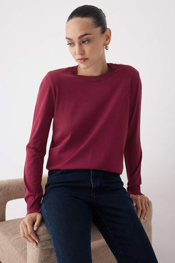 Wardrobe Essentials Bordo Merserize Gorunumlu Ince Basic Triko Kazak | TWOAW26KZ00081