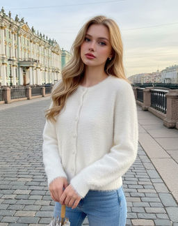 K13302 Джемпер (вязаный трикотаж) БЕЛЫЙ