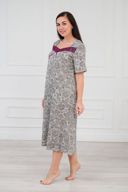 Ночная сорочка из кулирки Кружевница огурчик черно-бордовый - Амадэль фото 9