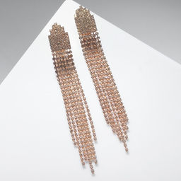 Клипсы для ушей висячие со стразами QF «Вечеринка», лесенка, цвет белый в золоте