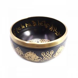 Чаша поющая с золотыми символами Стопы 5 металлов от 600гр до 750гр