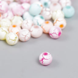 Бусины для творчества пластик Кракелюр пастельные тона набор 20 гр d=0,8 см - Арт узор фото 2