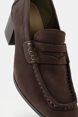 SPLIT SUEDE HEELED LOAFERS - Zara фото 2