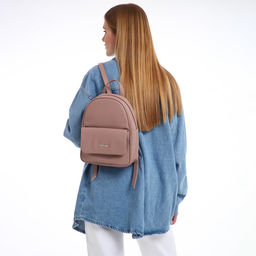 Рюкзак-мини женский TEXTURA, на молнии, размер 22×10×28 см, пудровый