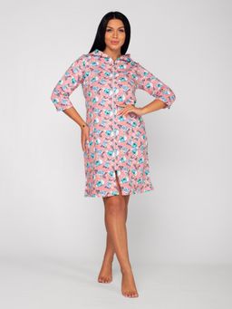 Халат женский футер начес на молнии УЮТ РОЗОВЫЙ