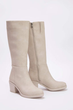 Trendyolmilla Shoes Siyah Fermuarl? Yuvarlak Burun Kad?n Blok Topuklu Cizme TAKAW25CZ00004