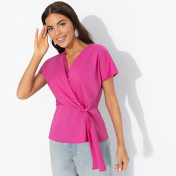 Блуза с декоративной драпировкой Откройся желаниям (фуксия) - Charutti фото 6