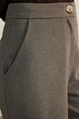 TRENDYOLMILLA Antrasit Premium Kalite Wide Leg/Genis Paca Dokuma Kumas Pantolon TWOAW24PL00227 фото 6