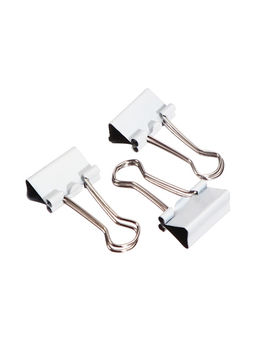 Цена за 12 шт. Набор зажимов для бумаг белых 19 мм 25 штук, в пластиковой тубе, TOP Calligrata