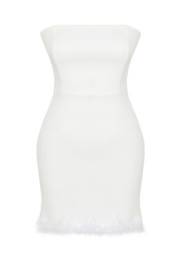 Bridal Beyaz Vucuda Oturan Otrisli Dokuma K?sa Dugun/Nikah S?k Abiye Elbise TPRSS24EL00115 - Trendyolmilla фото 8