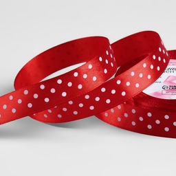 Цена за 3 шт. Лента атласная «Горошек», 15 мм, 23±1 м, красная №026