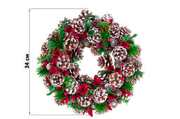 Новогоднее украшение венок 34*34*8 см Заснеженные шишки круг - Elan gallery фото 2