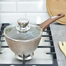 Ковш 1,2л АП Гранит brown с несъемной ручкой и стеклянной крышкой арт. 81806 /Мечта/  фото 2