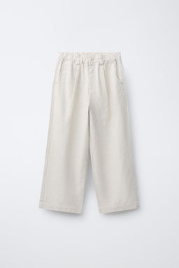 PANTAL?N RECTO ALGOD?N LINO / Beige claro