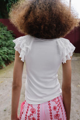 CAMISETA MANGA CORTA BORDADOS / Blanco - Zara фото 4