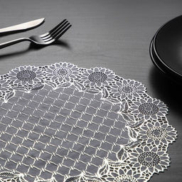 Набор салфеток ажурных Доляна Цветенье, 3030 см, 4 шт, ПВХ, цвет серебряный