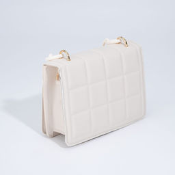 Сумка женская мессенджер из искусственной кожи с цепью, 14×20 см, молочная