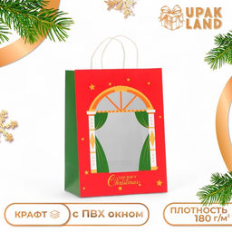 Цена за 12 шт. Пакет подарочный новогодний с окном Театр 30?22?14 см