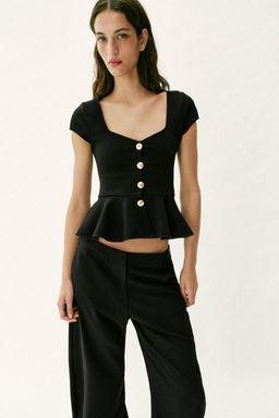 TOP PEPLUM BOTONES / Negro - Zara фото 2