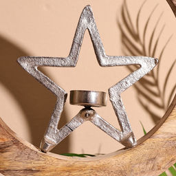 Подсвечник в деревянном кольце «Звезда», 30×8×33 см