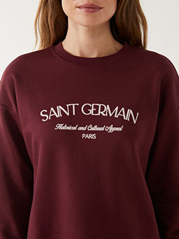 Bisiklet Yaka Nak??l? Kad?n Kal?n Sweatshirt Tunik