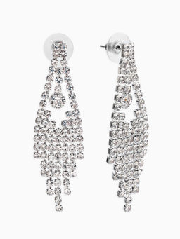 Набор 2 пред-а: серьги, колье со стразами "Лёд" зигзаг, d=13,5см, цвет белый в серебре