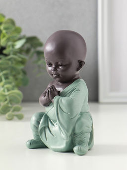 Сувенир полистоун "Маленький будда - медитация" зелёно-коричневый 5,8х7,7х12,3 см