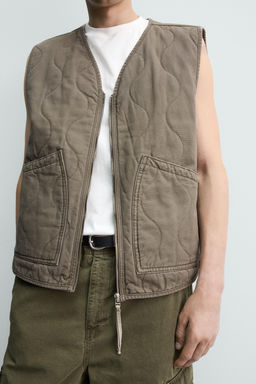 CHALECO LAVADO PESPUNTES / Khaki - Zara фото 7