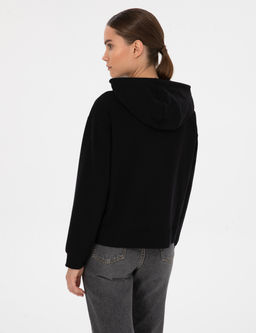 Siyah Comfort Fit Fermuarl_ Sweatshirt