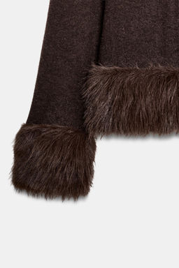 CONTRAST KNIT FAUX FUR CARDIGAN - Zara фото 7