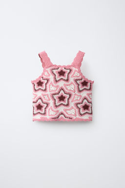 TOP PUNTO CROCHET ESTRELLAS / Rosado - Zara фото 2